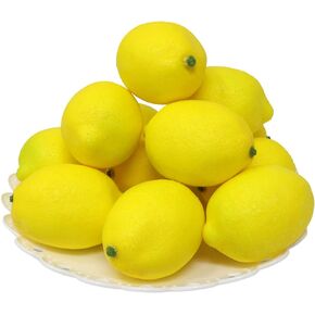 yueton 12PCS Lifelike Artificial Lemon, Realistic Faux Lemon Fake Fruit, Simulation Fruits Model Props, for Home Decoration, Display Cabinet, Photography, Party, Festival Decoration