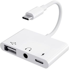 USB C to USB Adapter, 3 in 1 USB C to USB A OTG Adapter with 3.5mm Headphone Audio Jack and Fast Charging Port, USB-C Splitter Compatible with Most Type-C Phones,Laptops,iPad Pro, iPhone 15