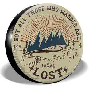 ليس كل أولئك الذين يتجولون ضائعين في غطاء الإطارات الاحتياطية للعربة، أغطية إطارات العجلات العالمية المقاومة للطقس لشاحنة Rv SUV Rv Strailer Truck Camper Travel Trailer 14" 15" 16" 17" in Kuwait