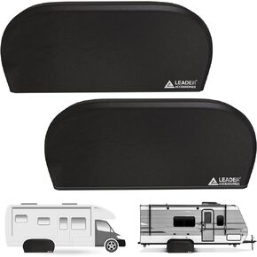 Leader Accessories Double Axle RV tire Cover Fits Diameter 27"-29", Dual Axle Wheel Covers for Camper, Truck, Trailer, Waterproof, 2pcs/Pack, Grey