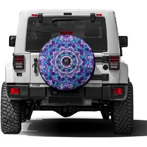 Foruidea Bohemian Style Mandala Print Spare Tire Cover Dust-Proof Wheel Tire Cover Fit Trailer, RV, SUV and Many Vehicle 17 Inch