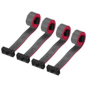 MECCANIXITY IDC 20Pin Flat Ribbon Cable, 1.27mm Pitch FC to FC Connector 20cm Length Grey Jumper Wire for Computer LED Display DVD, 4Pcs