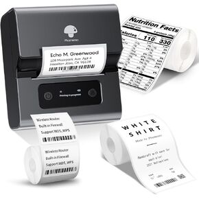 Phomemo M221 Label Maker, New Upgraded 3 Inch Bluetooth Thermal, Easier & More Stable, for Product, Address, Barcode, Small Business, Portable Label Printer DIY on Phone/PC, Space Gray,+100 Labels