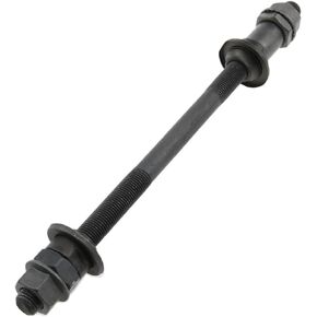 Bike Axle 190MM Bicycle Multiple Speed Rear Hub Axle 3/8 Inch Black 26 TPI Hub Shaft Conical Lock Nut Washer Kit -1PCS