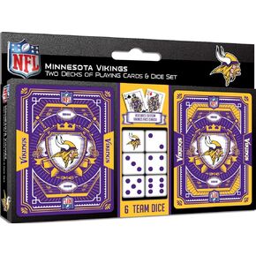 MasterPieces Game Day - NFL Minnesota Vikings 2-Pack Playing Cards & Dice Pack - Officially Licensed Set for Adults and Family