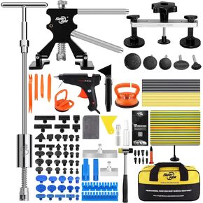 Super PDR 93PCS Paintless Dent Repair Kit, Car Dent Removal Tools, PDR Tools, Dent Puller Kit with Dent Lifter, Bridge Puller, Slide Hammer T-Bar for Car Body Dents, Kit Includes Glue Removal Tool
