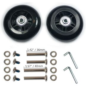 Mute Wear-Resistant Luggage Suitcase Replacement Wheels Kit Inline Outdoor Skate Replacement Wheels (80mm x 24mm)