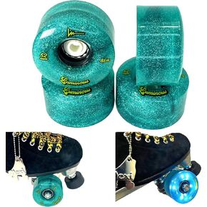 LED Quad Wheels Jade Glitter 62mm 4pack Green