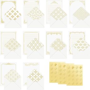 240 Pieces Stationary Set, 120 Stationery Paper with 60 Vintage Envelopes and Stickers 10 Different Style Letter Paper Kit for Letter Writing Cards Love Letter