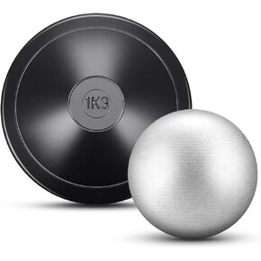 Deekin 2 Pcs Shot Put Rubber Discus 1 kg Black Shot Put Ball for School Track and Field Discuses Iron Shot Put Shot Put Ball for Boys Girls Outdoor Practice Throwing
