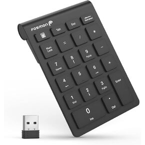 Fosmon 22 Key Numeric Keypad, Wireless USB Adapter 2.4GHz Numpad, Ten Keys Shortcut Function & Hotkey, Up to 33FT Device Distance, Compatible with USB Port Laptop, PC, Desktop, Surface Pro, Notebook