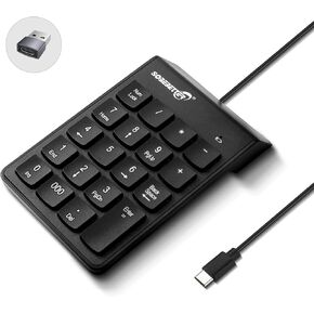 Type C Number Pad, USB Numeric Keypad 19 Keys Plug & Play Financial Accounting Numpad Office Home Portable Mini Keypad Slim Number Keyboard for Laptop Phone PC Tablet Notebook (Black) in Kuwait