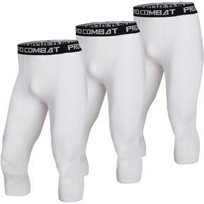 SS COLOR FISH 3 Pack Men 3/4 Compression Pants Athletic Baselayer Workout Sports Running Legging Tights for Men