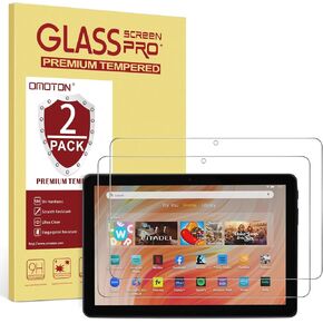 [2 Pack] OMOTON Screen Protector for Amazon Fire HD 10 Tablet (13th/11th Generation, 2023/2021 Released)/Fire HD 10 Plus/Fire HD 10 Kids/Kids Pro All-New 10.1 Inch Tablet, Tempered Glass