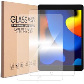 KIQ 2 Pack Tempered Glass Compatible iPad 9th 8th 7th Generation (10.2 Inch ipad Screen Protector 9/8/7 gen 2021 2020 2019)