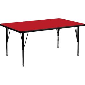 Flash Furniture 30''W x 72''L Rectangular Grey HP Laminate Activity Table - Height Adjustable Short Legs