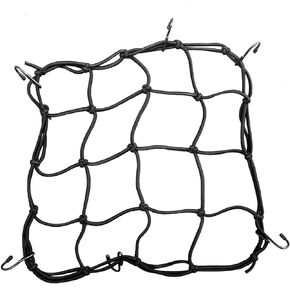 20"x35" Cargo Net, Black Heavy Duty Bungee Cargo Net Stretches, Gear Helmet Luggage Thicken Netting with 3"x3" Small Mesh & 10 Adjustable Metal Hooks for Motorcycle, Bike, ATV