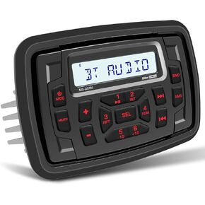 Marine Radio Bluetooth Boat Stereo: Waterproof Marine Head Unit - FM AM Tuner Multi-Color Buttons USB AUX-in Subwoofer Pre-Amp EQ