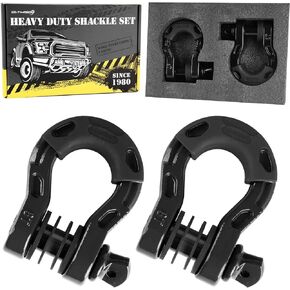 3/4" Shackle D Ring Shackles 7/8'' Pin and Shackle Isolator Washers Kit,78,000 lbs Breaking Strength Heavy Duty Shackle Securely Connect Tow Strap or Winch Rope for Truck,2 Pack (Black)