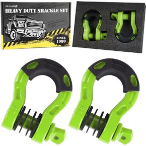 3/4" Shackle D Ring Shackles 7/8'' Pin and Shackle Isolator Washers Kit,78,000 lbs Breaking Strength Heavy Duty Shackle Securely Connect Tow Strap or Winch Rope for Truck,2 Pack (Black)