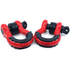 GearAmerica Heavy Duty D-Ring Shackles – 58,000 lbs Capacity –Tow Shackle, 7/8" Pin & Washers – Securely Connect Tow Strap or Winch Rope for Off-Road Recovery – Red, 2-Pack