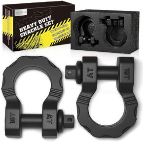 AUTOBOTS Mega D Ring Shackles 80,000 Lbs Capacity，Heavy Duty 3/4" Shackle with 7/8 Pin for Tow Strap, Winch, Off-Road Vehicle Recovery Tow Shackles (2 Pack) Black