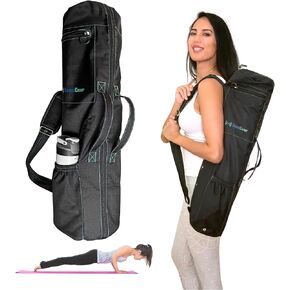 Extra Long Yoga Mat Bag for Men & Women, 3 Pockets, Full Zipper Water Resistant 600D Material, Large Water Bottle Pocket, Yoga Mat Carrier with Handles, Padded Shoulder Strap & Ventilation Vents