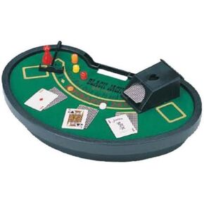 Mini Blackjack Table with Cards, Chips, Sweeper & Dealer Shoe