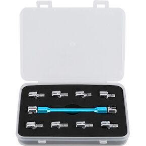 Motorcycle Spoke Wrench, Universal Motorbike Wheel Spoke Wrench CNC Spanner Kit Tire Repair Tool with Storage Box for Motorcycle Motorbike Dirt Bike(A (blue))