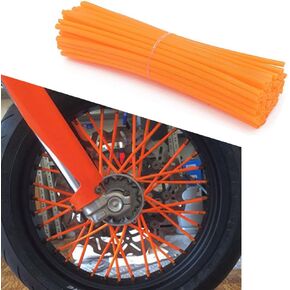 72 Pcs Motorcycle Motocross Dirt Bike Spoke Skins For 8-21 rims Wheel RIM Spoke Covers Protect For KTM All 65-500cc SX SX-F EX EXC-F SIXDAY 950 990 1190 Adventure gas gas F800gs F1200gs(Orange)