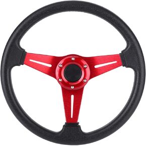 Racing/for GOLF Cart Steering Wheel, Universal Racing Car Drifting Steering Wheel 350mm/14in Flat Bottom Steering Wheel (Silver)