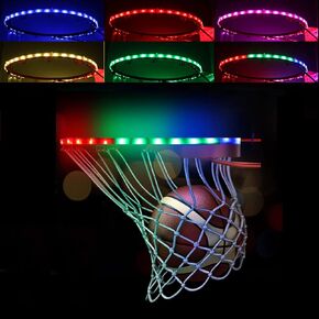 LED Basketball Hoop Lights-Rechargeable Battery Operated Sensor Version Basketball Rim LED Light-Color Changing Night Lights Set for Kids Play Outdoors Nice Gift
