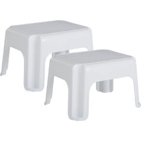 Rubbermaid Durable Plastic Roughneck Step Stool w/ 300-LB Weight Capacity, White (2-Pack)