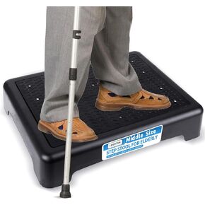 One Step Stools for Adults & Seniors, Anti Slip Portable Sturdy Indoor/Outdoor Mobility Plastic Step Stool Platform for SUV,Cars,Stairs,Bedside,Chair/Office,Black