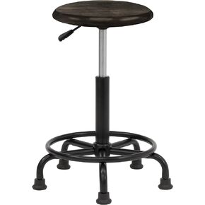 SD STUDIO DESIGNS, Adjustable Height 19.25"-26" H, Foot Ring Retro Sitting Stool, Distressed Black