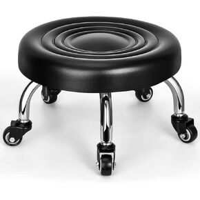 Low Rolling Stool, Low Stool with Wheels, PU Leather Low Roller Seat Stool Chair, Rolling Seat Stool for Home Office Garage Shop (Style 1) in Kuwait