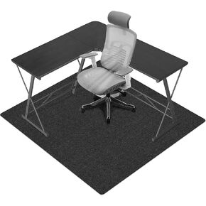 سجادة كرسي مكتب FOCHIER F لبلاط الأرضيات الصلبة مقاس 63 بوصة × 55 بوصة ألعاب الكمبيوتر المتداول تحت المكتب سجادة منخفضة الوبر واقي أرضية كبير مضاد للانزلاق باللون الأسود in Kuwait