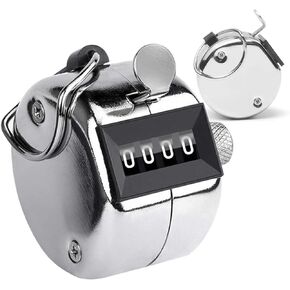 Clicker Counter Metal Handheld Tally Counter, Manual Mechanical 4 Digit Number Click Pitch Counter Clicker, One Hand Counter Clicker, Spinning Restore
