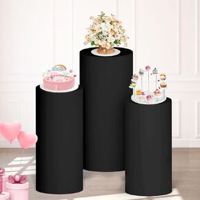 Spandex Cylinder Pedestal Covers Set of 3 White Cylinder Stand Covers Cylinder Pedestal Stand Cover Party Cylinder Plinth Stretchy Covers for Pillars Stand Baby Shower Dessert Birthday Decor