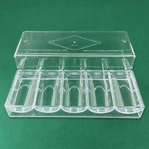 حزمة واحدة من رف شرائح البوكر الأكريليك الشفاف مع غطاء/صينية شرائح الكازينو مع غطاء، تحمل كل منها 100 شريحة in Kuwait