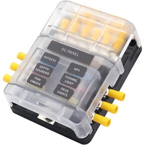 12 Way Fuse Block 12V -32V LED Red Light Indicator Blade Fuse Box for Boat Camper Car RV Trailer Automotive Fuses Panel 20 Connectors
