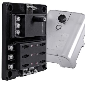 True Mods 6 Way Fuse Box with Ground Negative Bus for Automotive [Dual Positive Inputs] [12V - 32V DC] [180 Amp] [ATC/ATO Fuses] [LED Indicator] [Corrosion Resistant] Auto Marine Fuse Block
