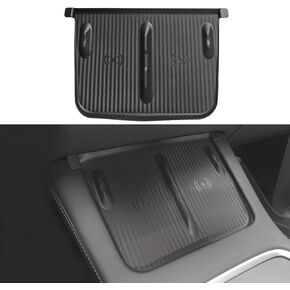 Tesla Model 3 Model Y Center Console Wireless Charging Mat, Anti-Slip Silicone Mat Charging Pad for Tesla Accessories Model 3 (2021-2023) and Model Y (2021-2024), Black/Carbon Fiber Edition