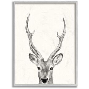 تصميم رسم صورة غزال من شركة Stupell Industries، من تصميم Victoria Borges Wall Art، مقاس 11 × 1.5 × 14، مؤطر باللون الرمادي