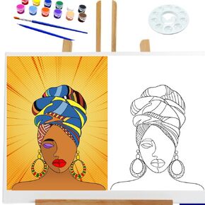 Pre Drawn Canvas BEAUTIFUL SISTA 2 Paint Kit | Adult & Teen Sip and Paint Party Favor | DIY Date Night Couple Activity (S 8x10 CANVAS ONLY)