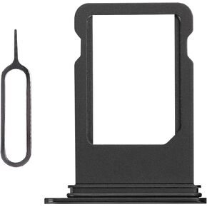 for iPhone 8 Plus Black SIM Card Adapter Replacement Single SIM Version 8Plus Single Card Slot Holder Part with Waterproof Rubber Ring SIM Ejector for A1864 A1897 A1898