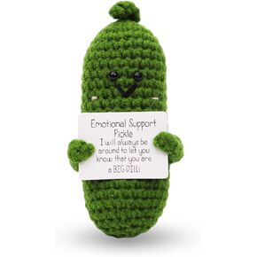 Handmade Emotional Support Pickled Cucumber Gift, Positive Cucumber, 4.13 Inch Cute Crochet Pickle Doll Funny Pickle Toy Knitted Positive Potato for Friends Valentine's Day Encouragement Gift