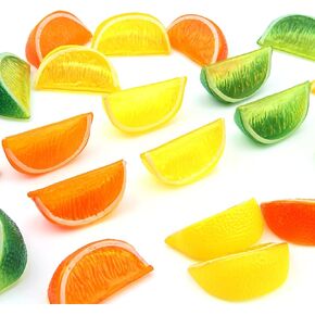CCINEE 24PCS Artificial Lemon Blocks,Realistic Fake Lemon Lime Wedge Block Fruit Decor for Home Kitchen Decoration Photograph Prop