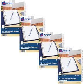 فواصل Avery A-Z، مجموعة 12 علامة تبويب، 8-1/2 بوصة × 5-1/2 بوصة، مجموعة مقسمة واحدة (11313)