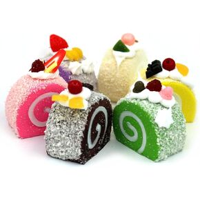 6pcs Realistic Artificial Simulation Cake Dessert Mixed Fake Cake Food Model Home Staging Crafts Photography Props Fake Swiss Roll Kitchen Home Decoration Display